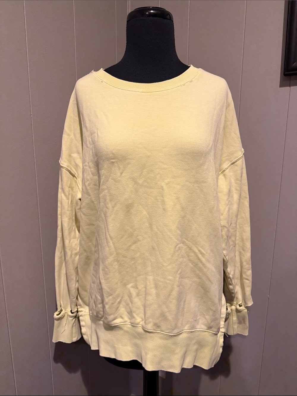 E Easel Los Angeles Women’s Small Relaxed Yellow/Green Crewneck Sweatshirt